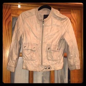 Joie Grey Lambskin Leather 3/4 Sleeve Jacket